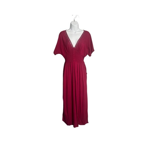 Patrons of Peace Rayon Magenta V-Neck Smocked Waist
Jumpsuit S - Picture 1 of 7